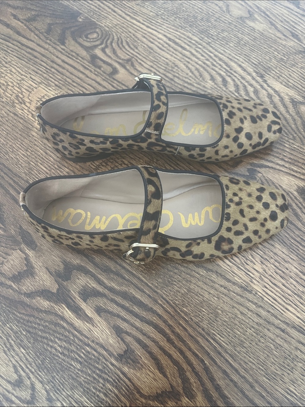 Sam Edelman Leopard Print Mary Jane Flats in Tan and Black